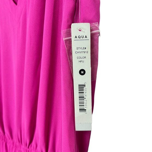 NWT AQUA Hot Pink V-Neck Romper Keyhole Back Size M - Picture 5 of 9